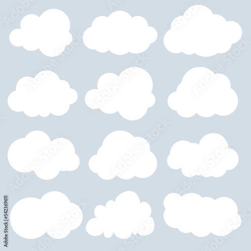 Set of Cloud Icons in trendy flat style isolated on background. Vector illustration