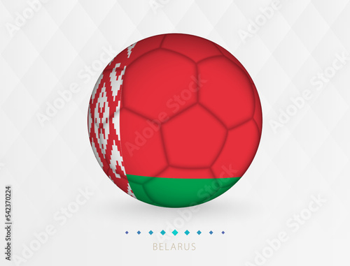 Football ball with Belarus flag pattern, soccer ball with flag of Belarus national team.