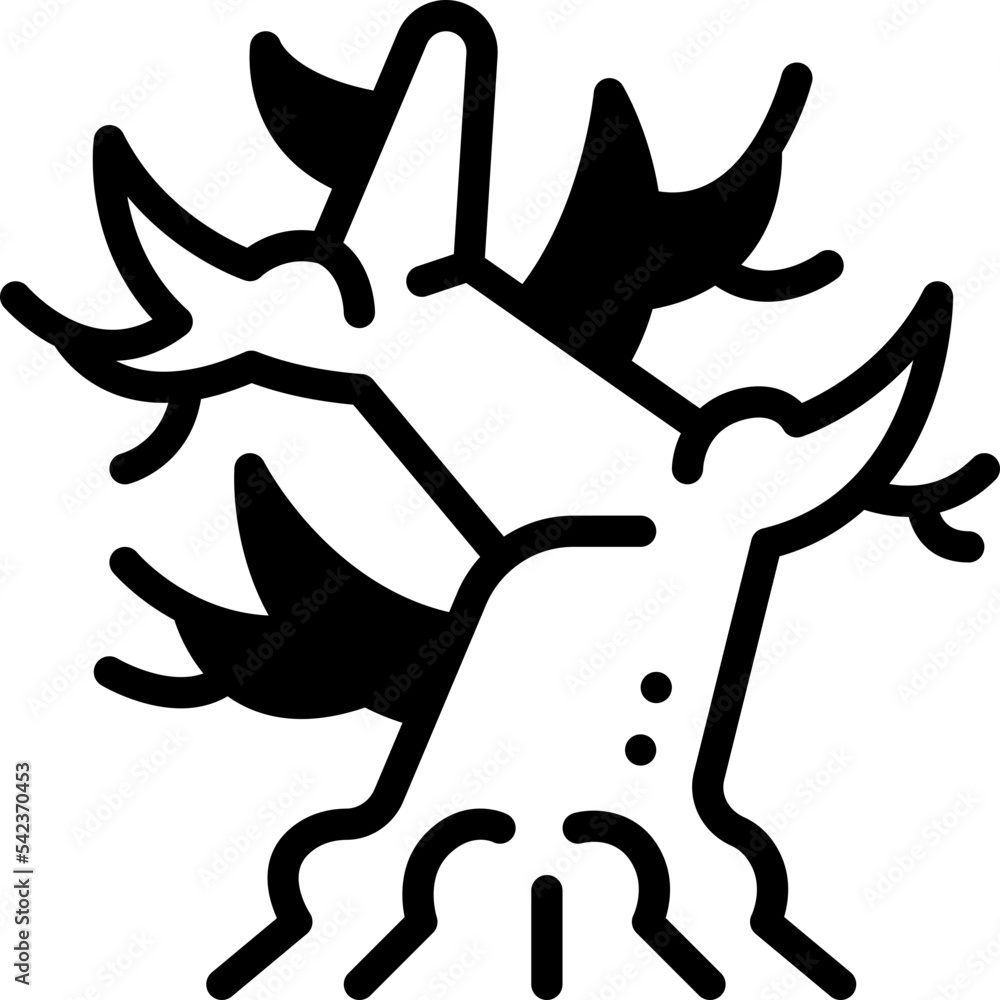 dead tree solid line icon dead tree solid line icon