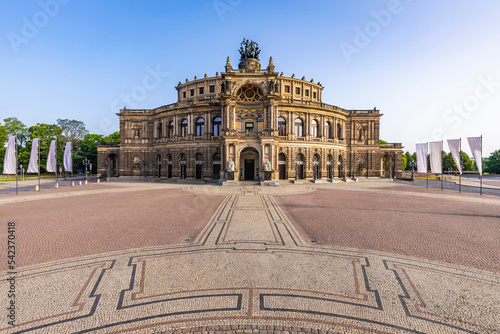 Germany, Saxony, Dresden,Theaterplatz and facade of Semperoper opera photo