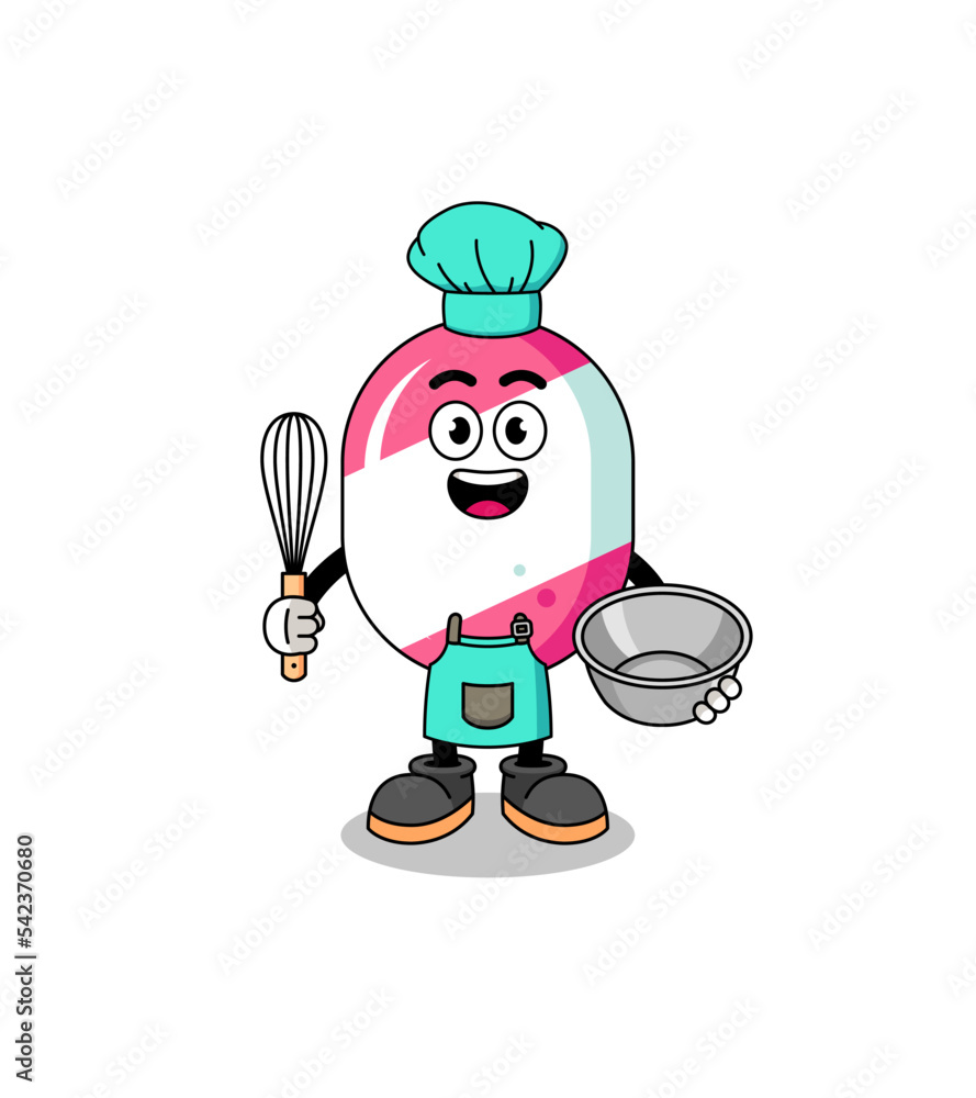 Obraz premium Illustration of candy as a bakery chef