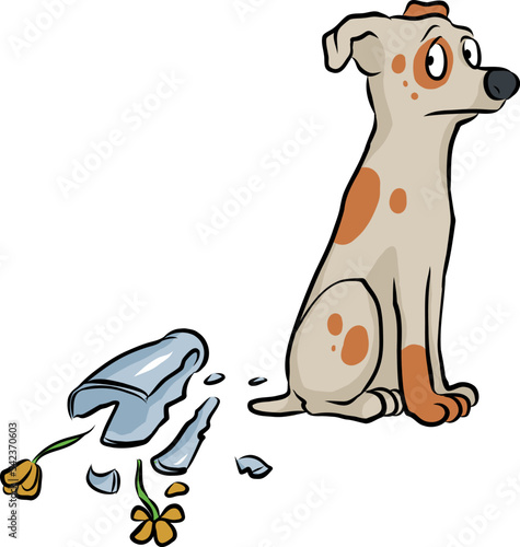 Schuldbewusster Hund mit Scham und schlechtem Gewissen