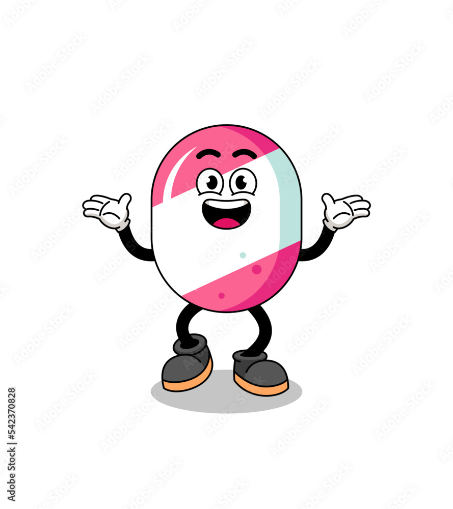 candy cartoon searching with happy gesture candy cartoon searching with happy gesture