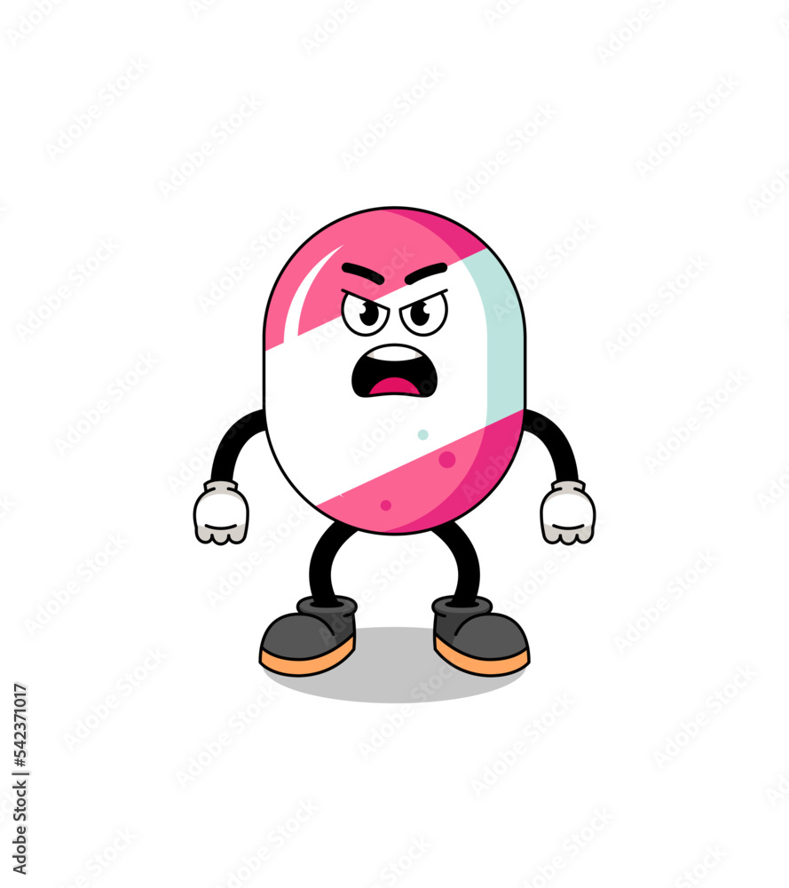 candy cartoon illustration with angry expression candy cartoon illustration with angry expression