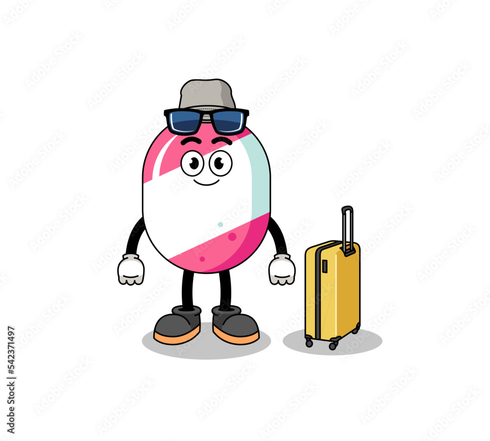candy mascot doing vacation candy mascot doing vacation