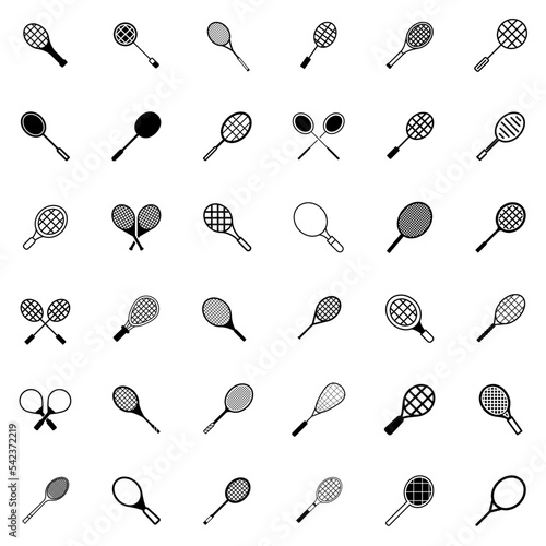 Racket icon set. Sport vector collection. Tennis racket vector icon black classic illustration. Racket icon for tennis and badminton