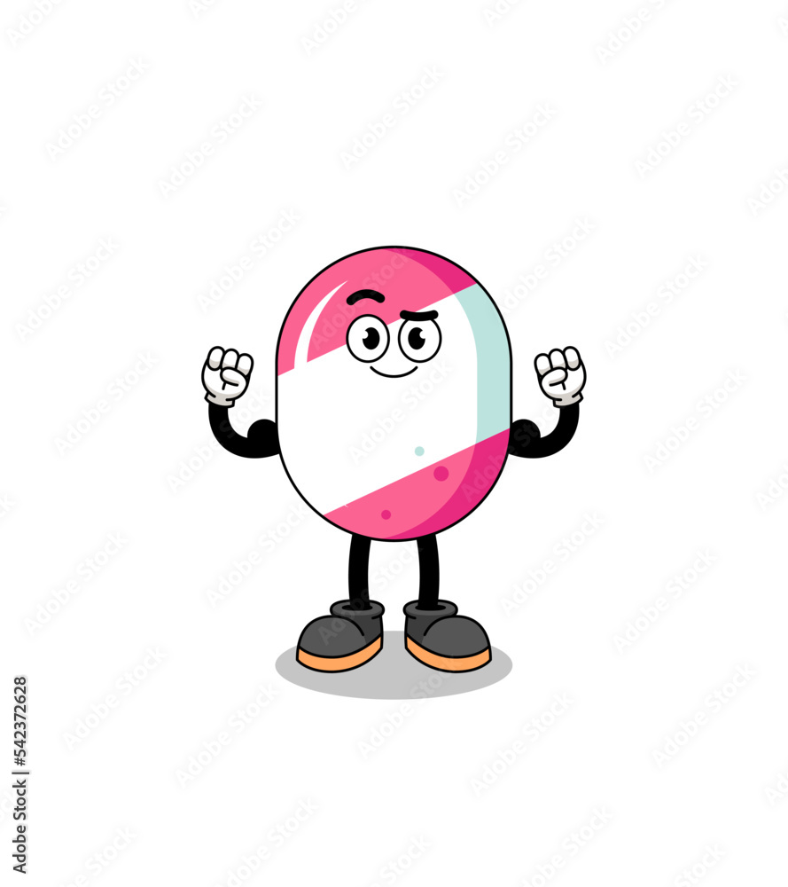 Mascot cartoon of candy posing with muscle Mascot cartoon of candy posing with muscle