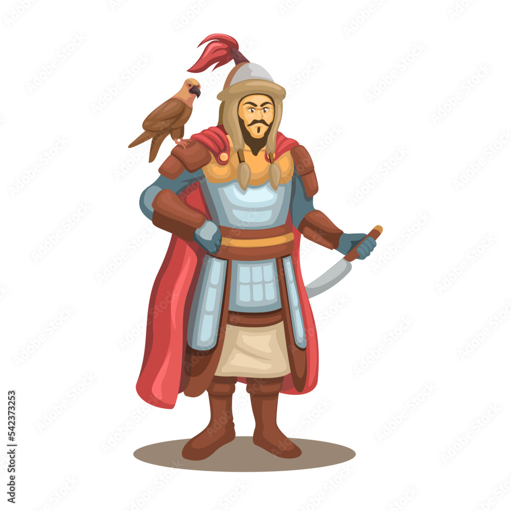 Genghis Khan Mongolian leader figure character illustration vector Genghis Khan Mongolian leader figure character illustration vector