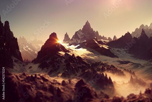 Fantasy mountains illustration