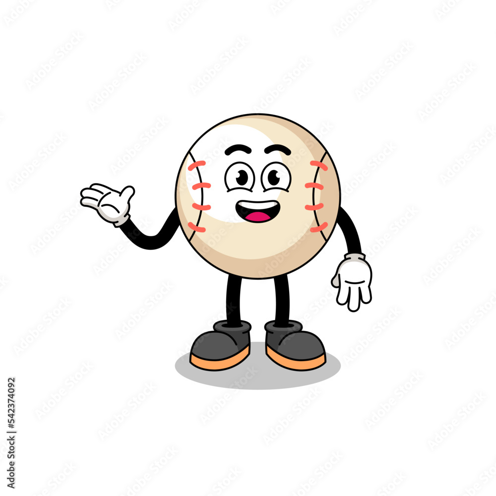 baseball cartoon with welcome pose baseball cartoon with welcome pose