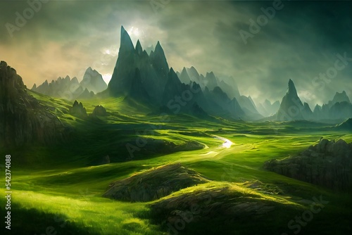 Fantasy mountains illustration