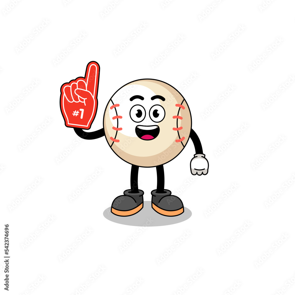 Cartoon mascot of baseball number 1 fans