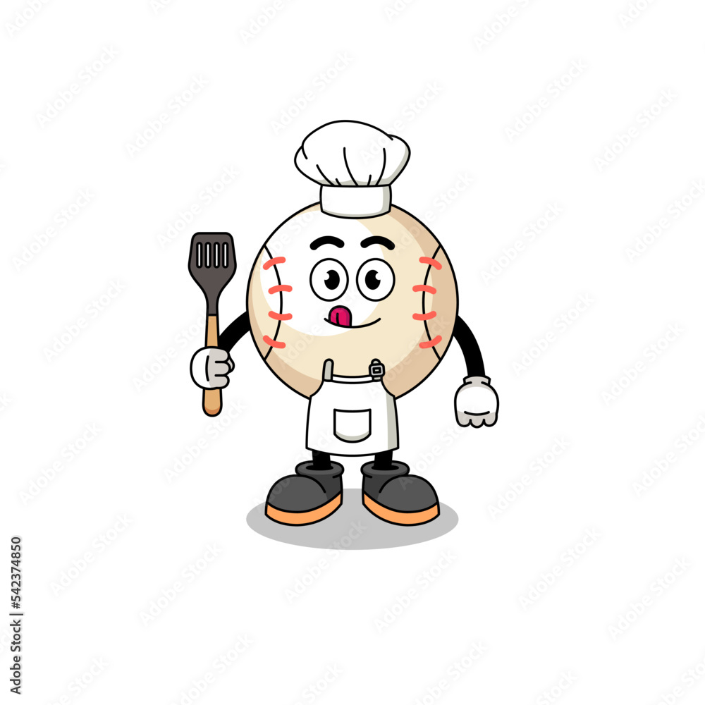 Mascot Illustration of baseball chef Mascot Illustration of baseball chef