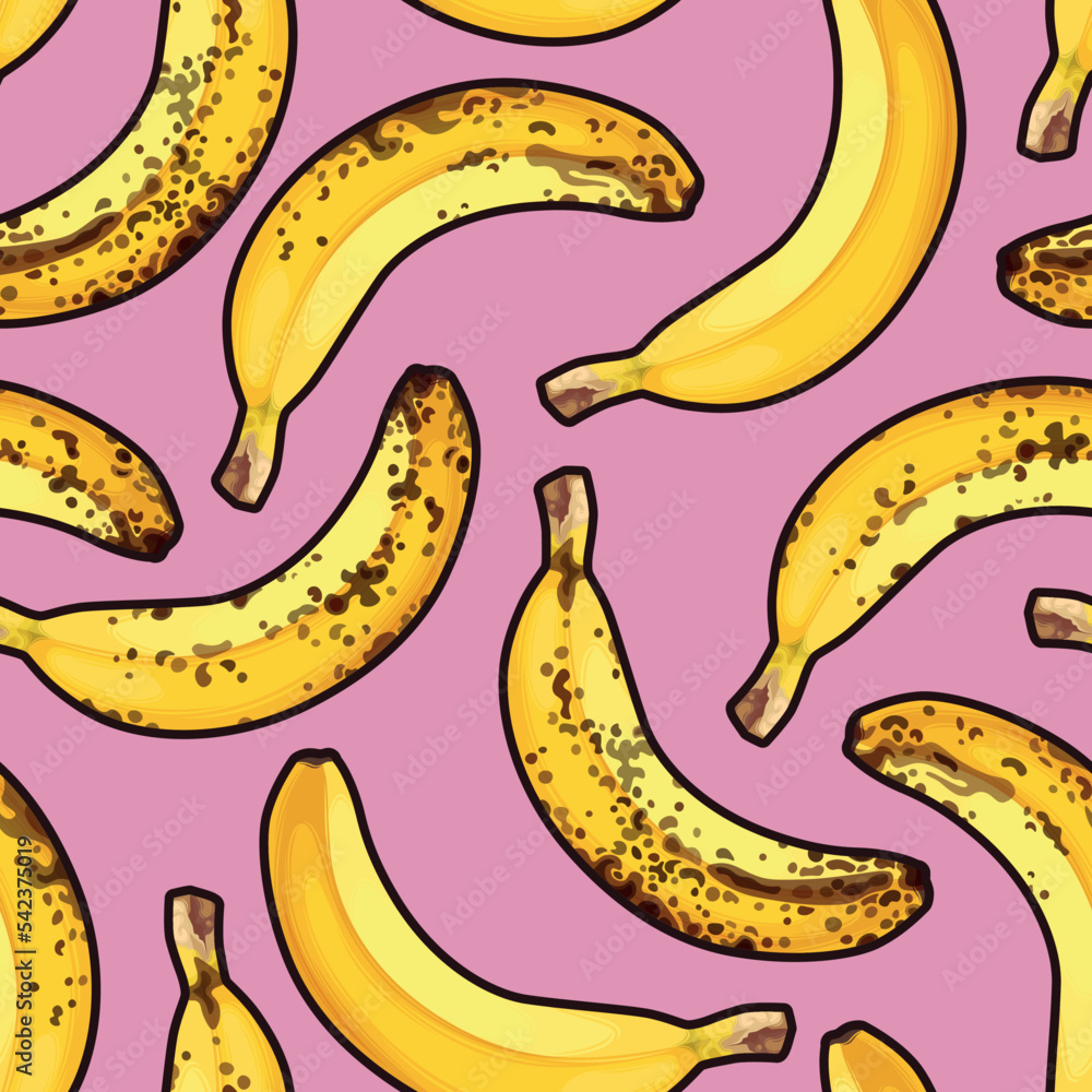 Vector pattern of bananas on a pink background