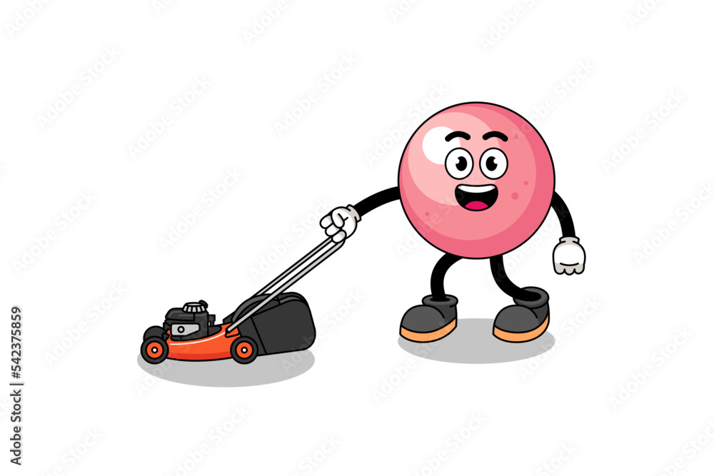 gum ball illustration cartoon holding lawn mower gum ball illustration cartoon holding lawn mower