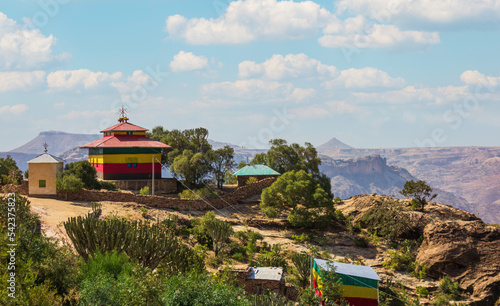 Colorful Womans Church at the foot of the Hill of Debre Damo Monastery, Ethiopia photo