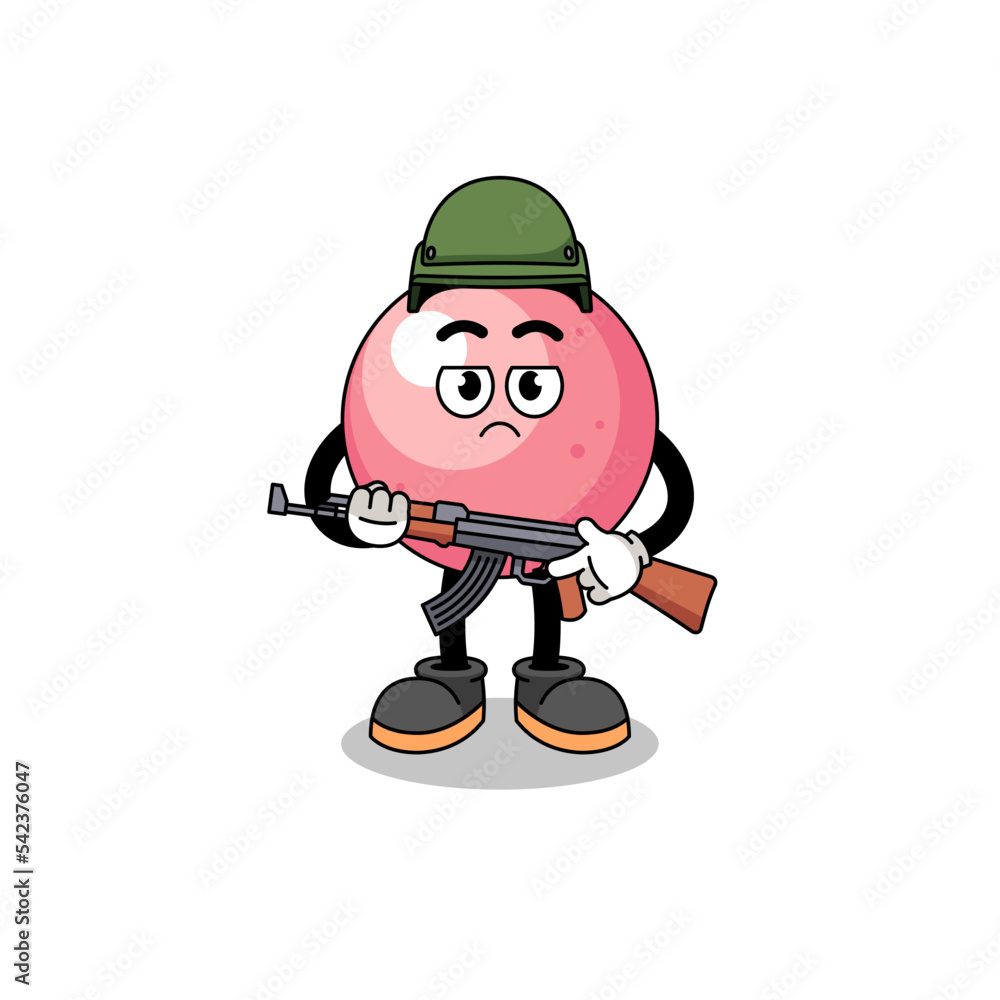Cartoon of gum ball soldier Cartoon of gum ball soldier