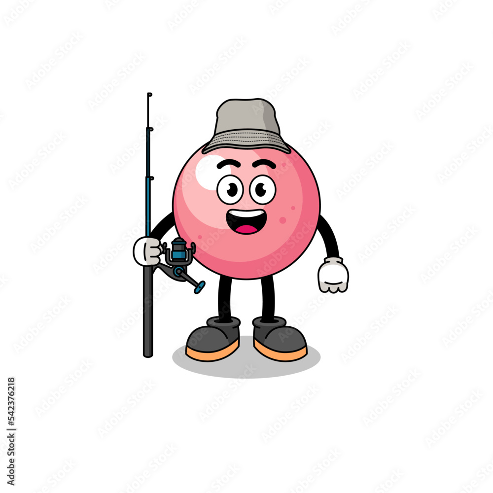 Mascot Illustration of gum ball fisherman Mascot Illustration of gum ball fisherman