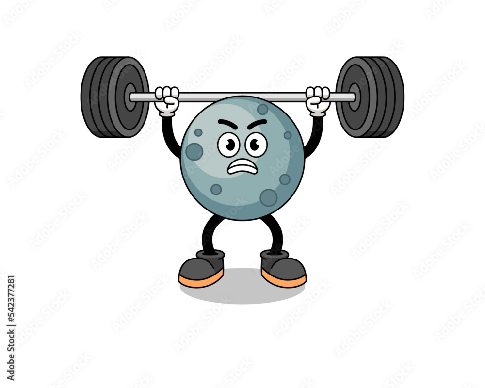 asteroid mascot cartoon lifting a barbell asteroid mascot cartoon lifting a barbell