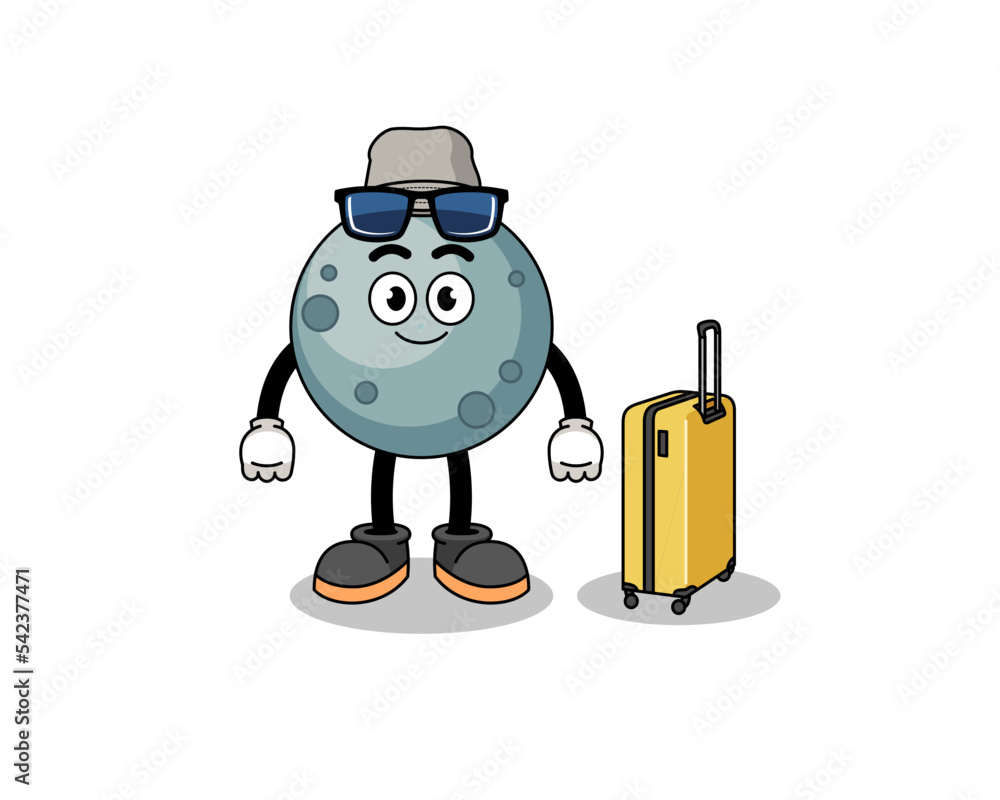 asteroid mascot doing vacation