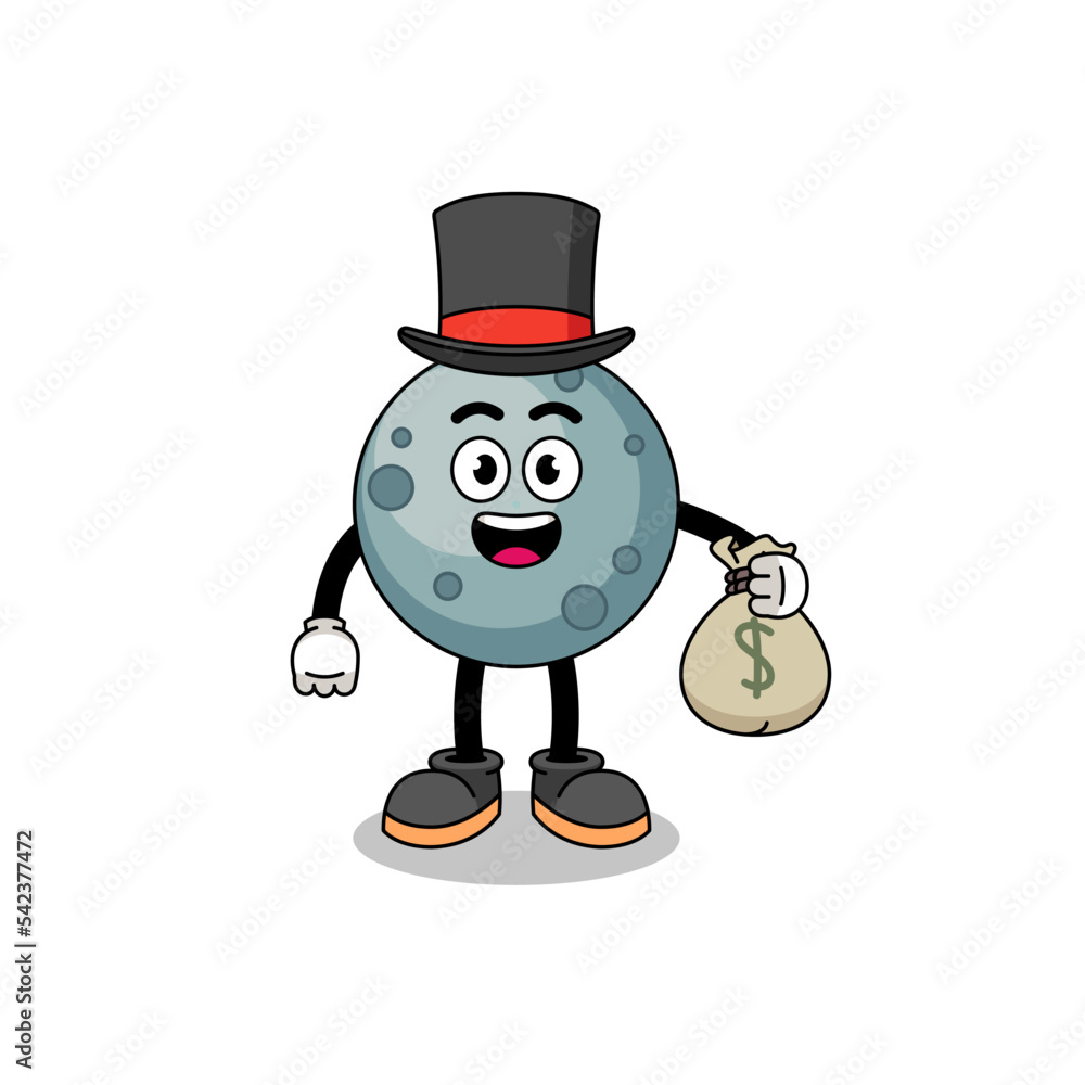 asteroid mascot illustration rich man holding a money sack asteroid mascot illustration rich man holding a money sack