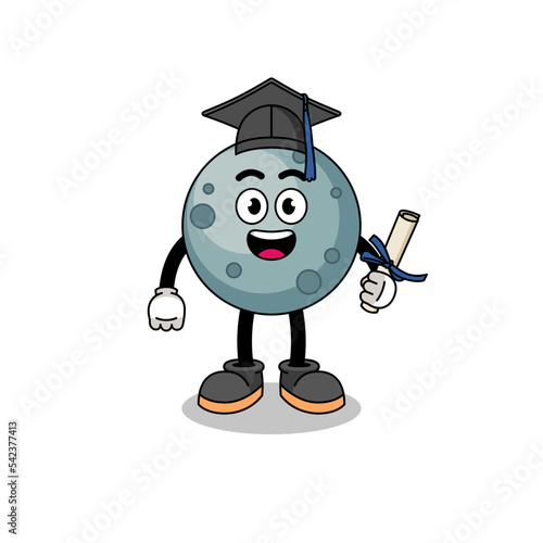 asteroid mascot with graduation pose