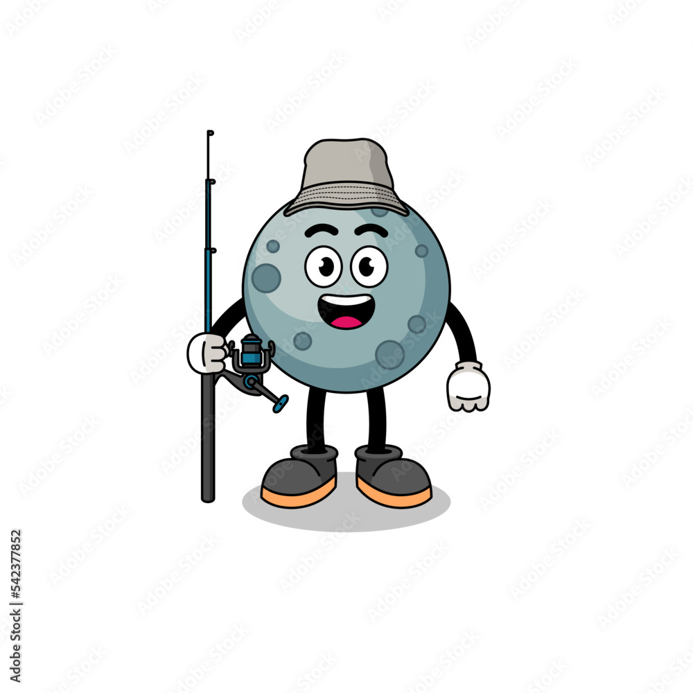 Mascot Illustration of asteroid fisherman Mascot Illustration of asteroid fisherman