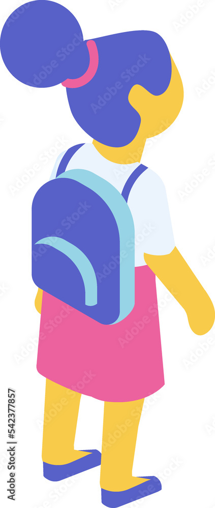 Isometric cartoon school kid