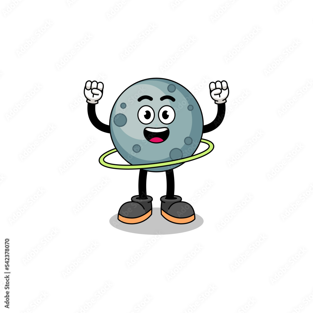 Character Illustration of asteroid playing hula hoop Character Illustration of asteroid playing hula hoop