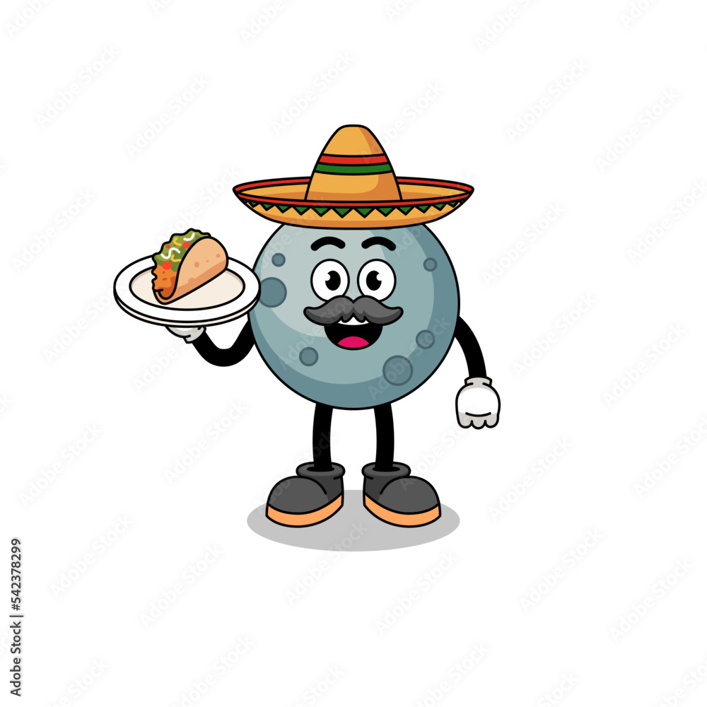 Character cartoon of asteroid as a mexican chef Character cartoon of asteroid as a mexican chef