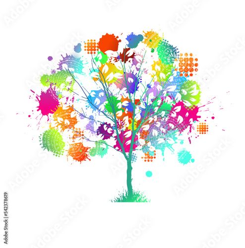 Tree abstract from blots. Vector illustration