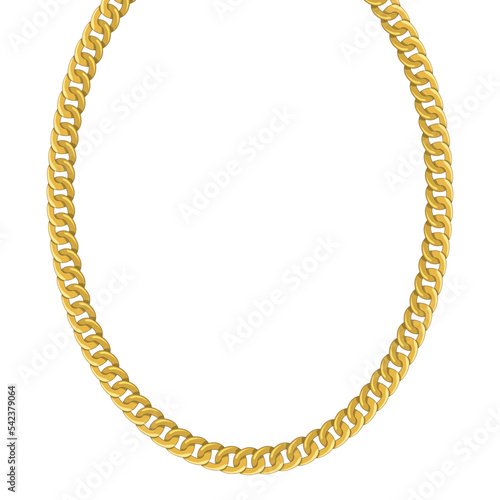Gold chain isolated. Vector necklace illustration.