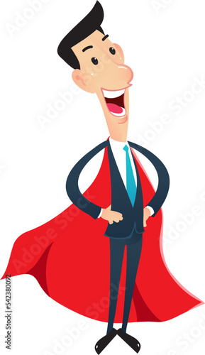 Character super businessman posture confidence flying.
