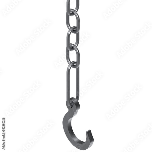 3d rendering illustration of a hook and a chain