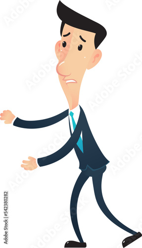 Character businessman posture finding uncertainty.