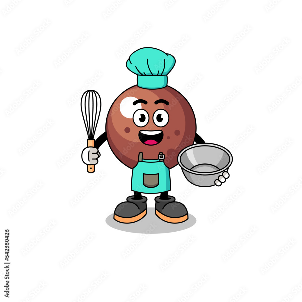 Illustration of chocolate ball as a bakery chef Illustration of chocolate ball as a bakery chef