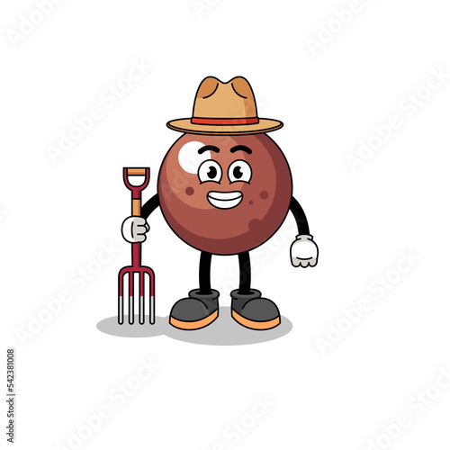 Cartoon mascot of chocolate ball farmer