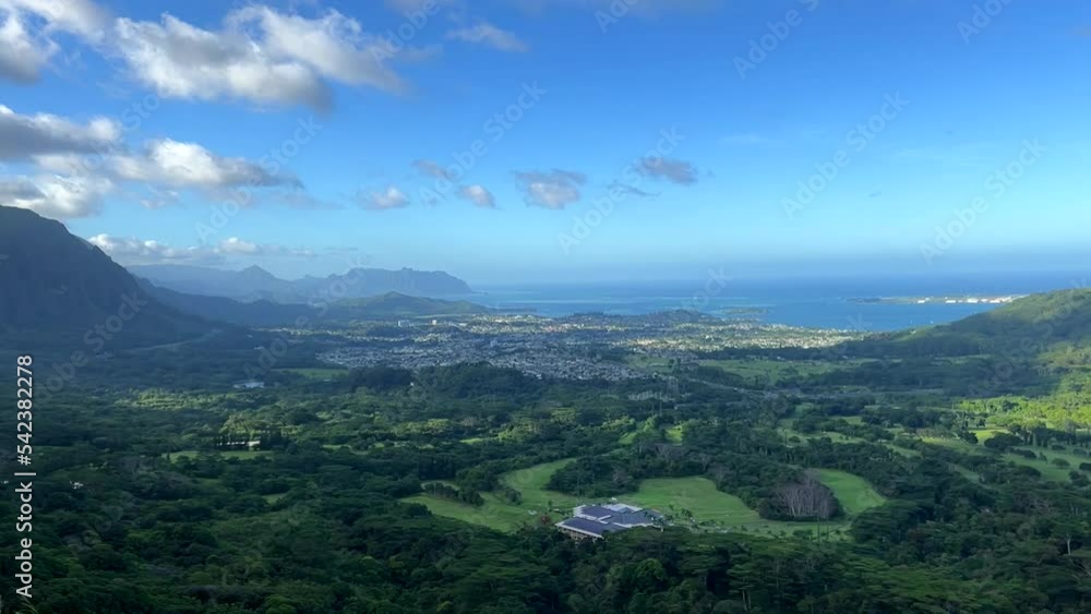Panorama of Windward Oahu from the Pali Lookout on Oahu, Hawaii Panorama of Windward Oahu from the Pali Lookout on Oahu, Hawaii