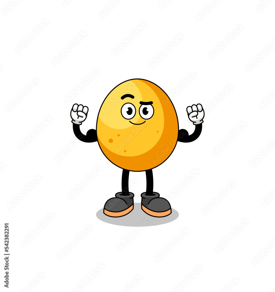 Mascot cartoon of golden egg posing with muscle Mascot cartoon of golden egg posing with muscle