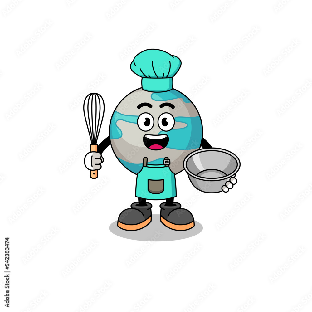 Illustration of planet as a bakery chef Illustration of planet as a bakery chef
