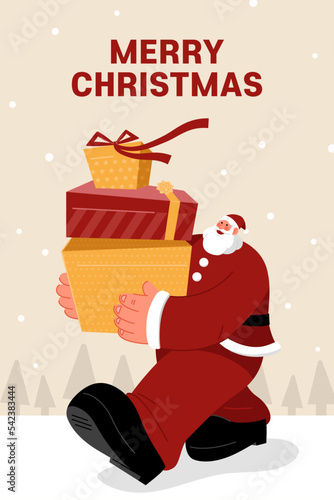 Santa Claus poster. Merry christmas sale banner.