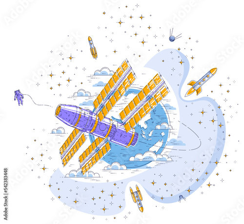 Space station flying orbita...