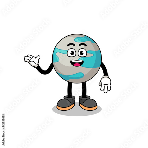 planet cartoon with welcome pose