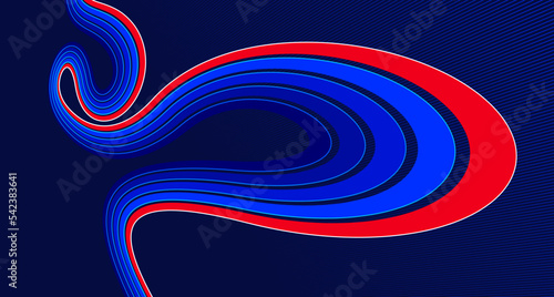 Sports background vector abstract lines in 3D dimensional rotation, dark red and blue dynamic layout for sport games or racing and running activities.