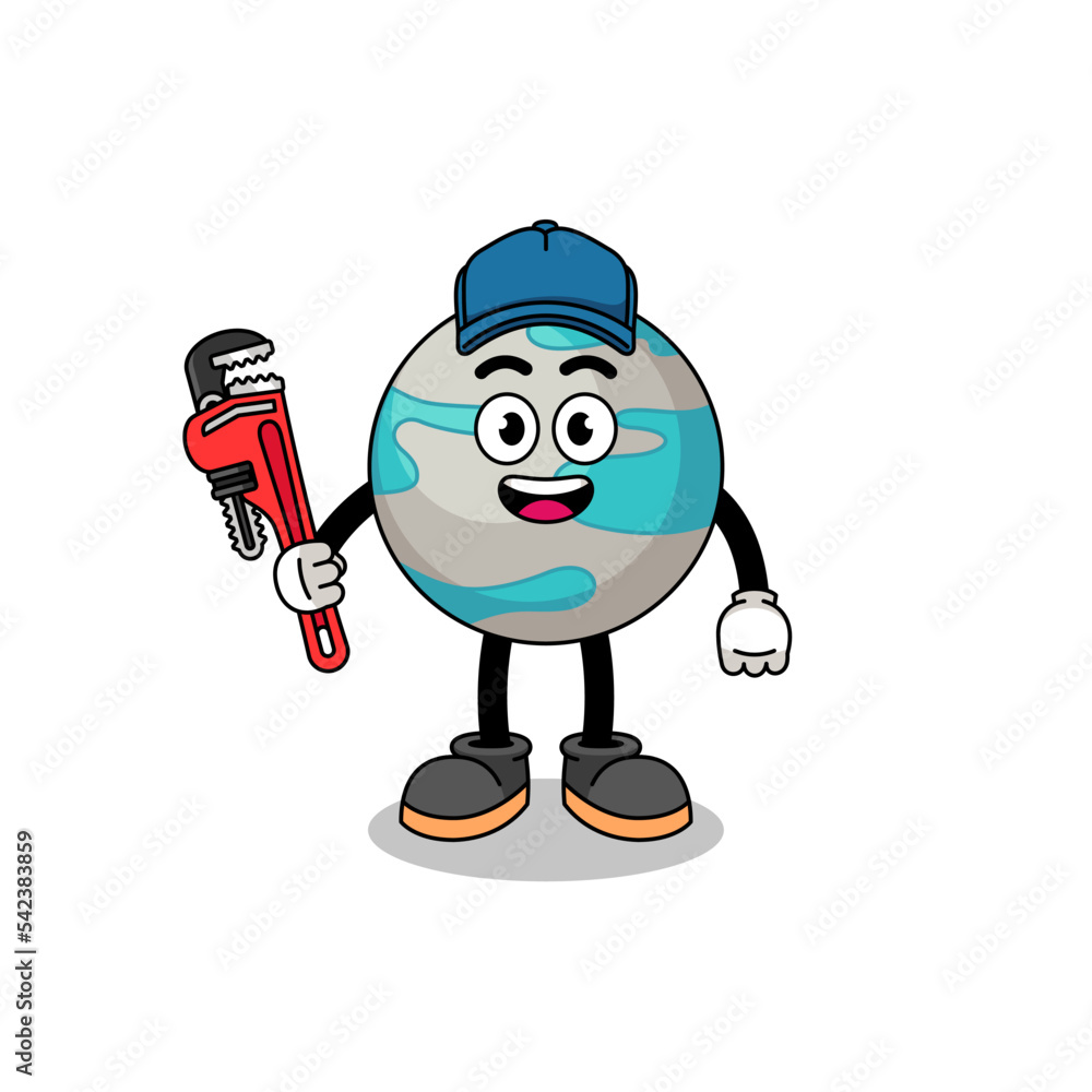 planet illustration cartoon as a plumber