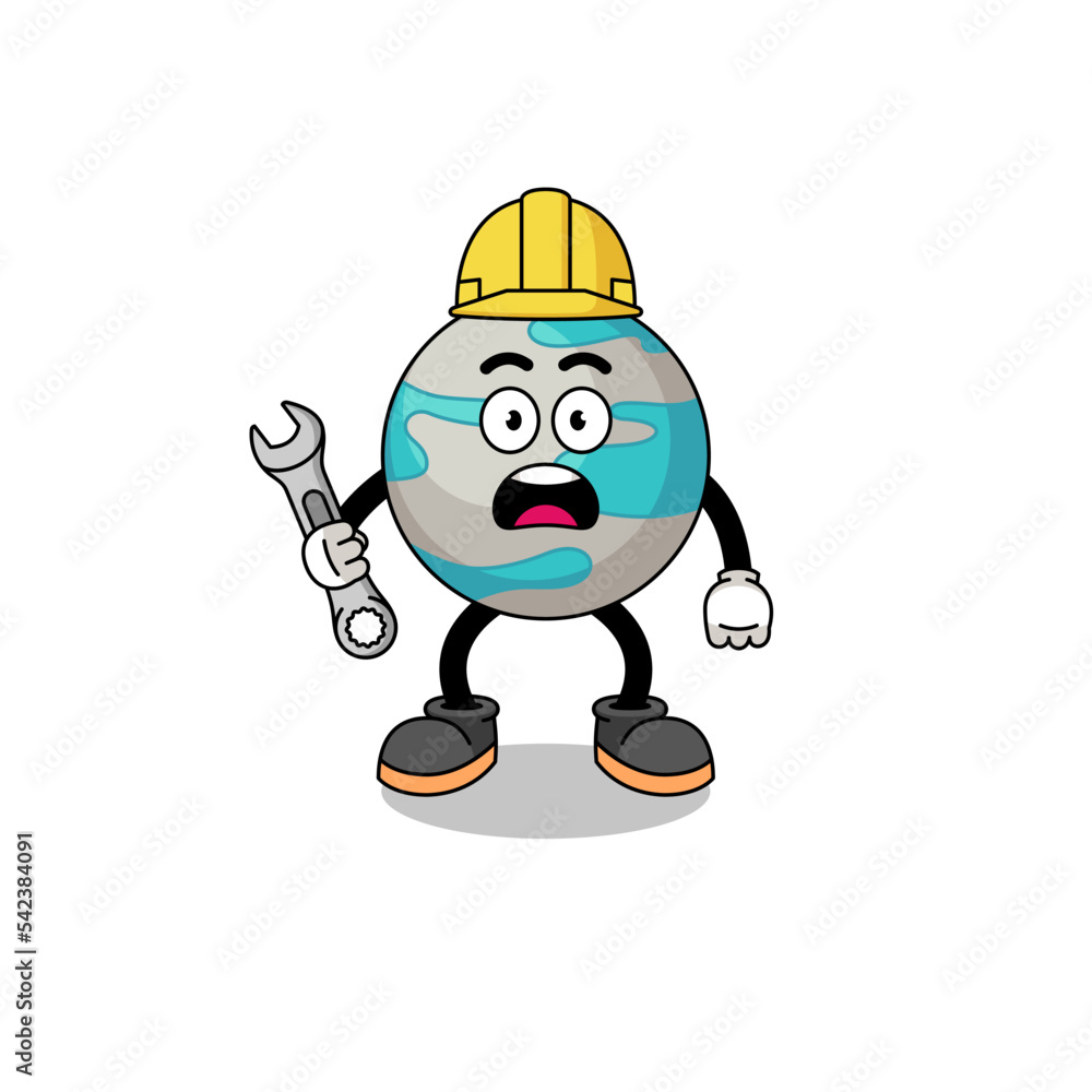 Character Illustration of planet with 404 error