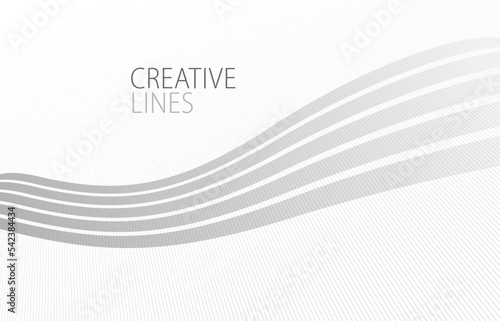 Wave lines in 3D perspective vector abstract background with smooth gradient of light grey and white monochrome colors, easy relaxing motion.