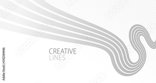 Wave lines in 3D perspective vector abstract background with smooth gradient of light grey and white monochrome colors, easy relaxing motion.