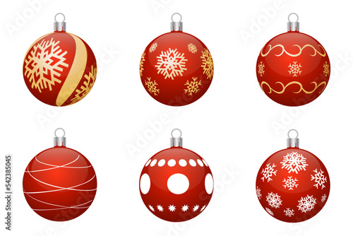 Red Christmas balls isolated on a white background.