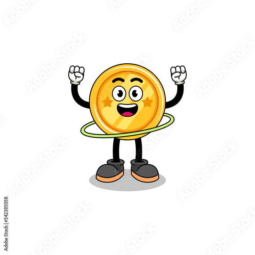 Character Illustration of medal playing hula hoop